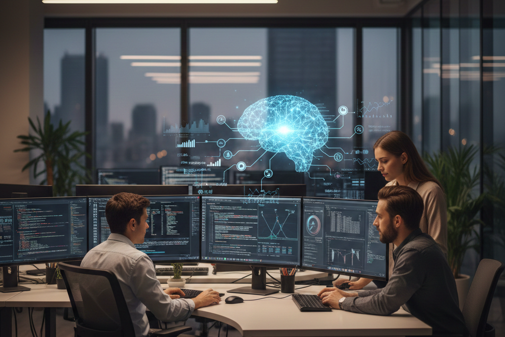 La inteligencia artificial Y software, optimizando procesos y mejorando la eficiencia mediante la automatización de tareas, el análisis predictivo y la mejora continua. 